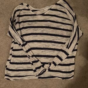 white and blue long sleeve